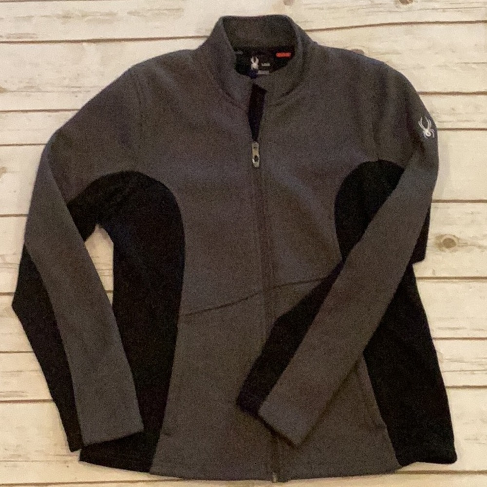 Men’s Spyder Gray and Black Full zip large Jacket